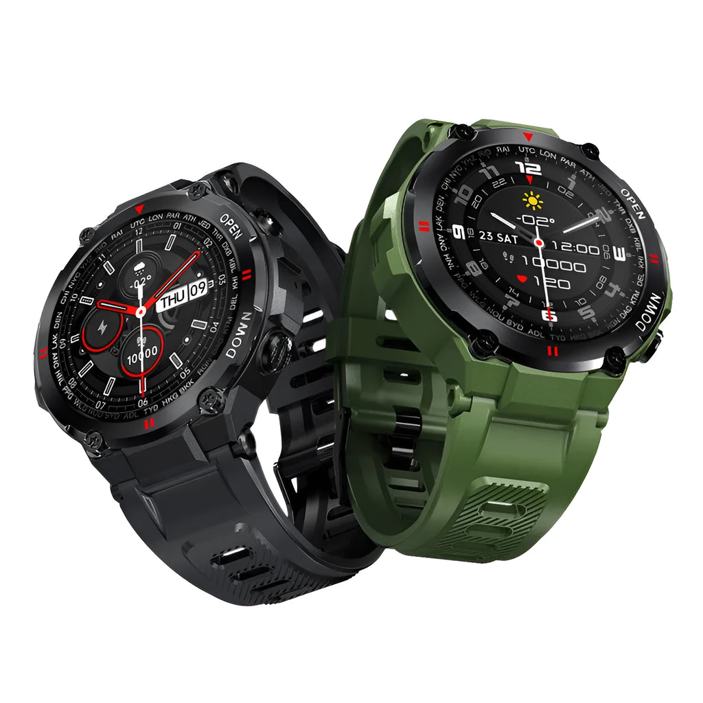 Heart rate monitoring wrist sports watch in black with ABS build and Bluetooth function