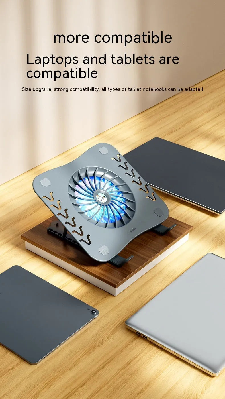 Portable folding notebook radiator in grey, 250x220mm, with USB cable
