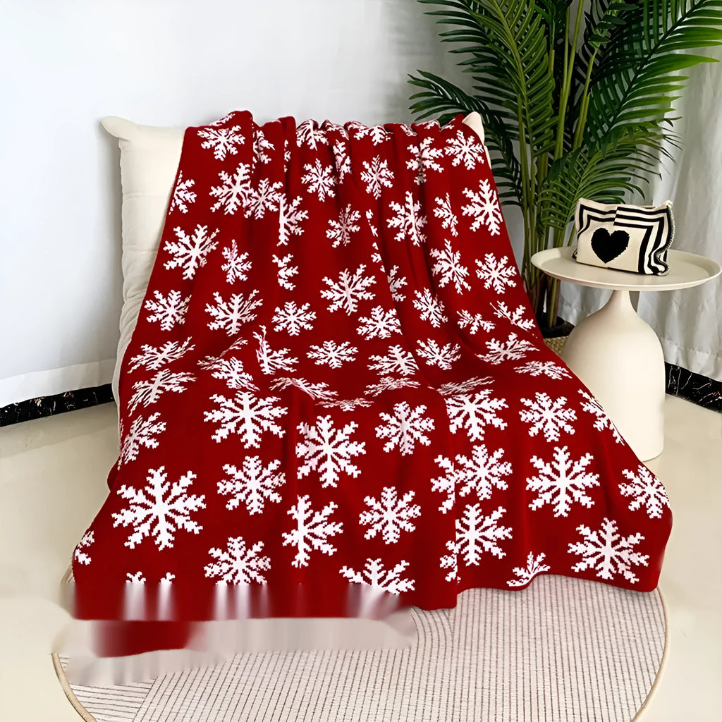 Christmas acrylic blanket showing snowflake or reindeer pattern in casual style