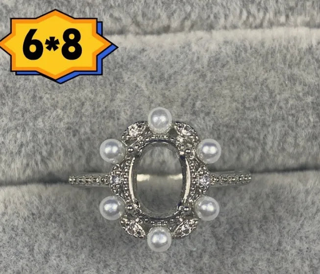 Korean-style oval denier ring with a five-pointed star on electroplated copper, stone size 6x8 mm.