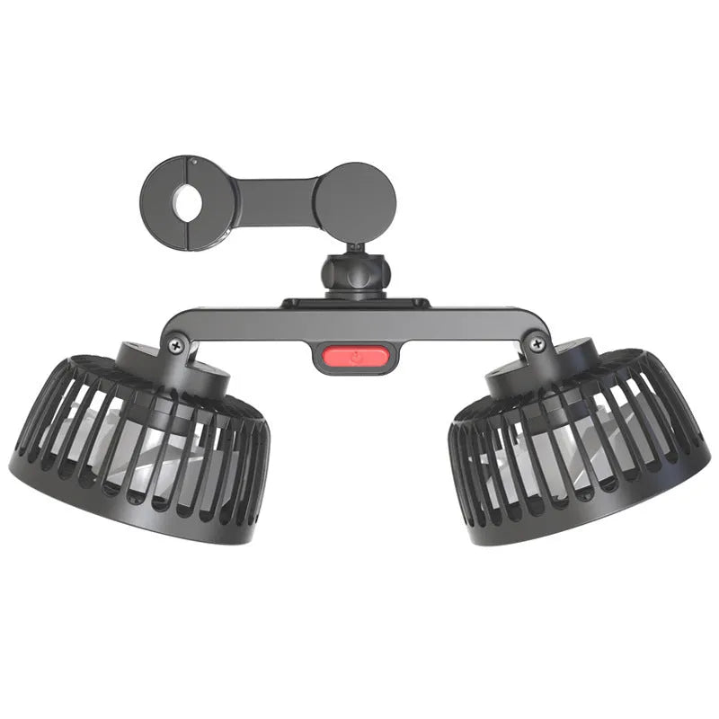 Black car USB rear pillow single head fan with adjustable head on PP base