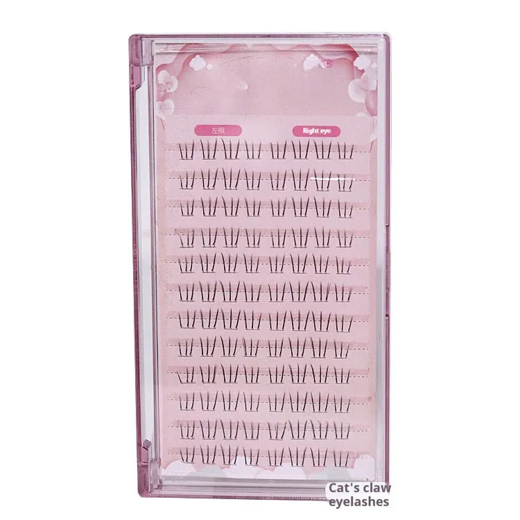 12 row false eyelashes with kitten paw lower lashes natural long style pointed tails