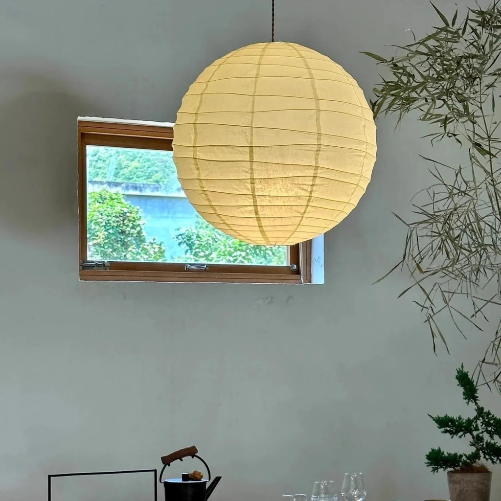 Spherical Japanese-style rice paper chandelier in 30cm and 45cm diameter options