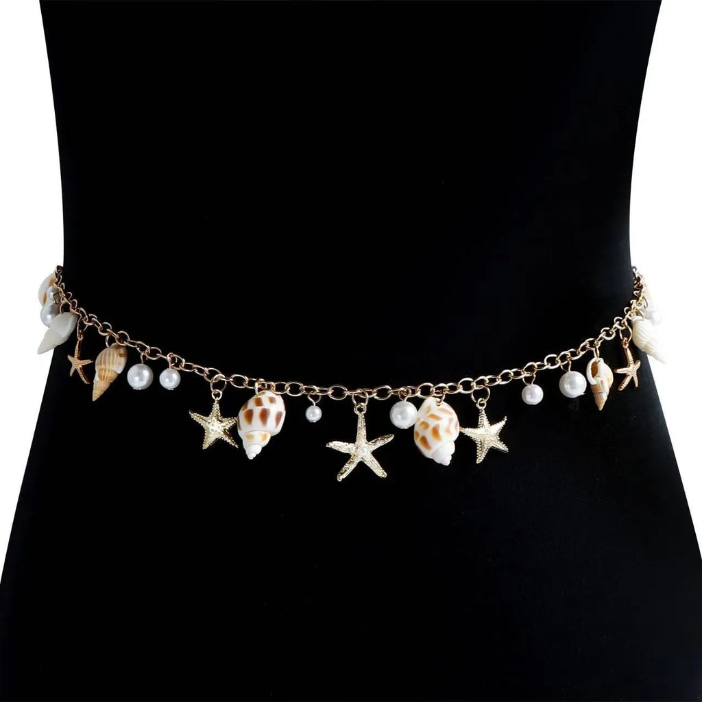 Women's alloy waist chain and matching bracelet set with star design