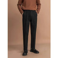 Men's straight-leg drape cut trousers in black, dark gray, khaki, and brown colours
