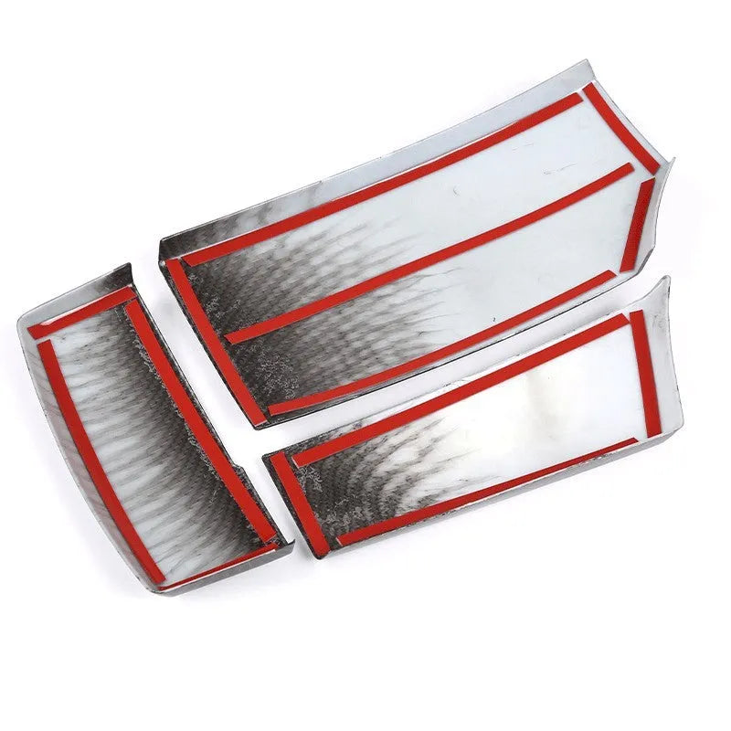 Three ABS armrest box protective covers with carbon fibre pattern, each measuring 33.5 by 16 by 3.5 cm