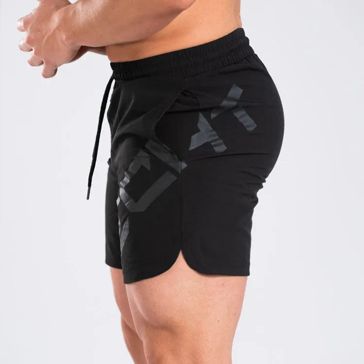 Men's elastic thin training running shorts in black, quick-drying knee length design for summer sports