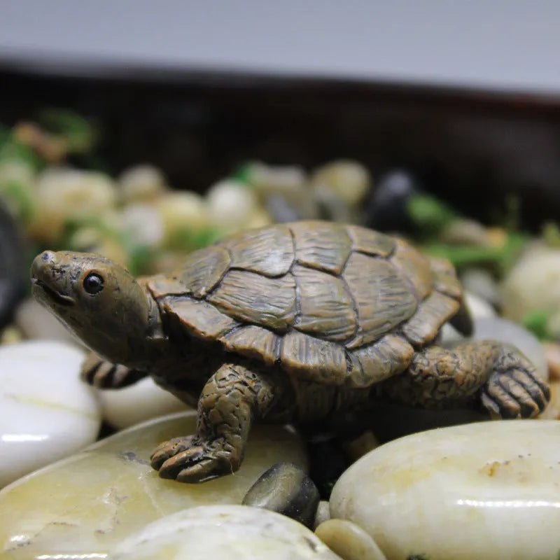Realistic resin turtle garden ornament for micro landscape displays