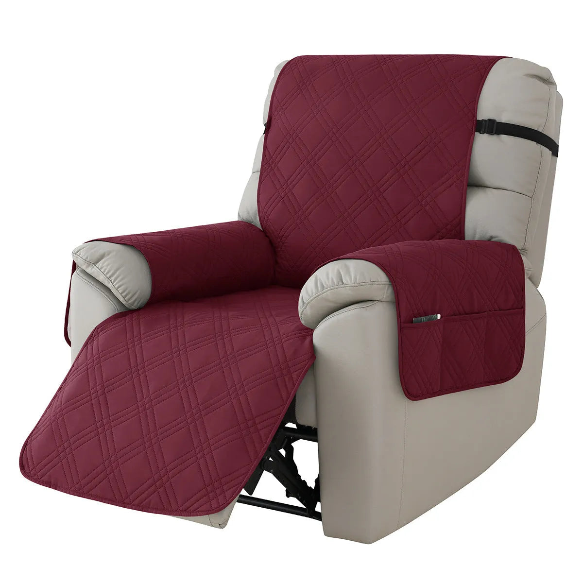 Quilted waterproof sofa cover for a Chivas massage chair in a dark coffee colour.