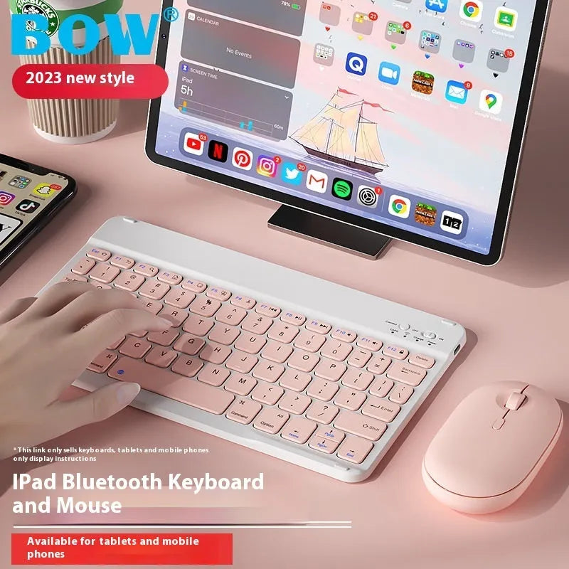 Girls Bluetooth wireless keyboard in elegant white colour with USB-C cable