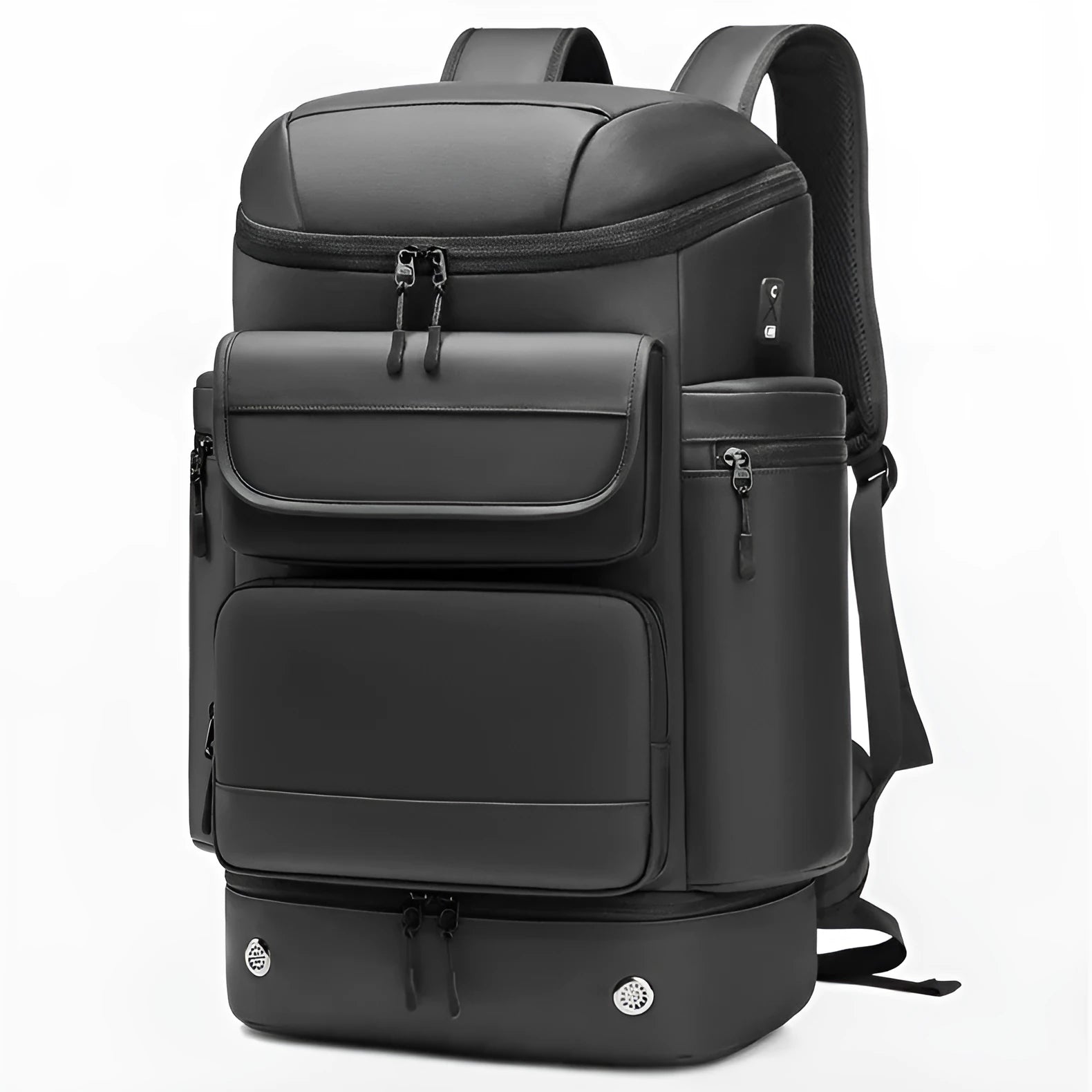 Men's 21 inch large capacity outdoor waterproof backpack in Oxford cloth with curved shoulder straps, solid colour design