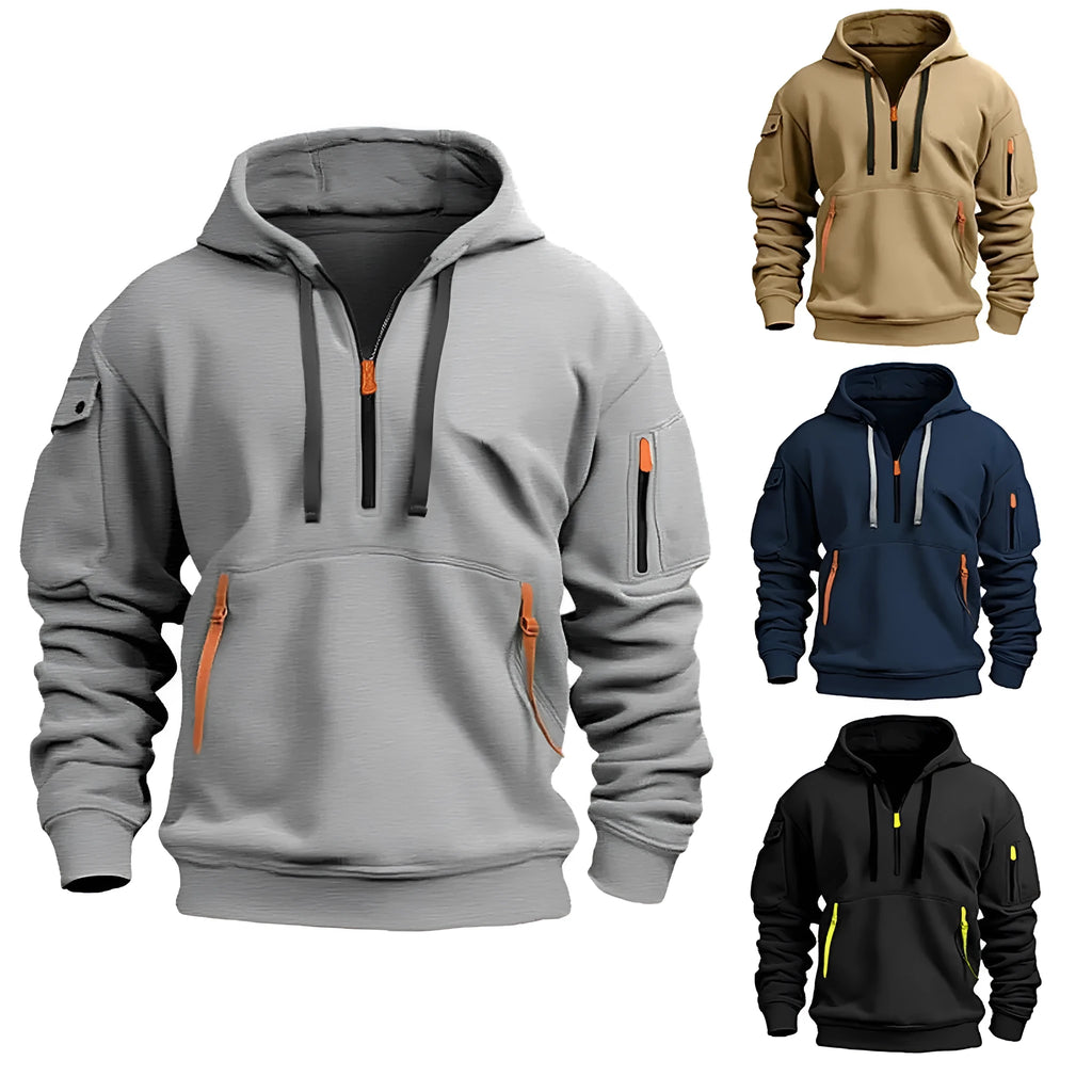 Dropped shoulder hooded sweatshirt in loose pullover style for men and women, polyester fibre, black.