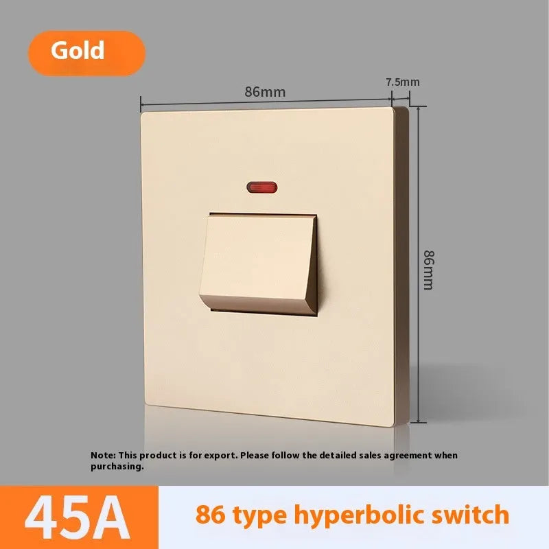 High current 3P switch with illuminated panel for water heaters and air conditioners in gold, grey or white