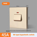 High current 3P switch with illuminated panel for water heaters and air conditioners in gold, grey or white