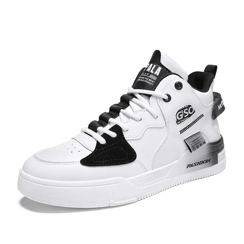 Men's high-top canvas sports casual shoes in black and gray, with slingback style and flat heel