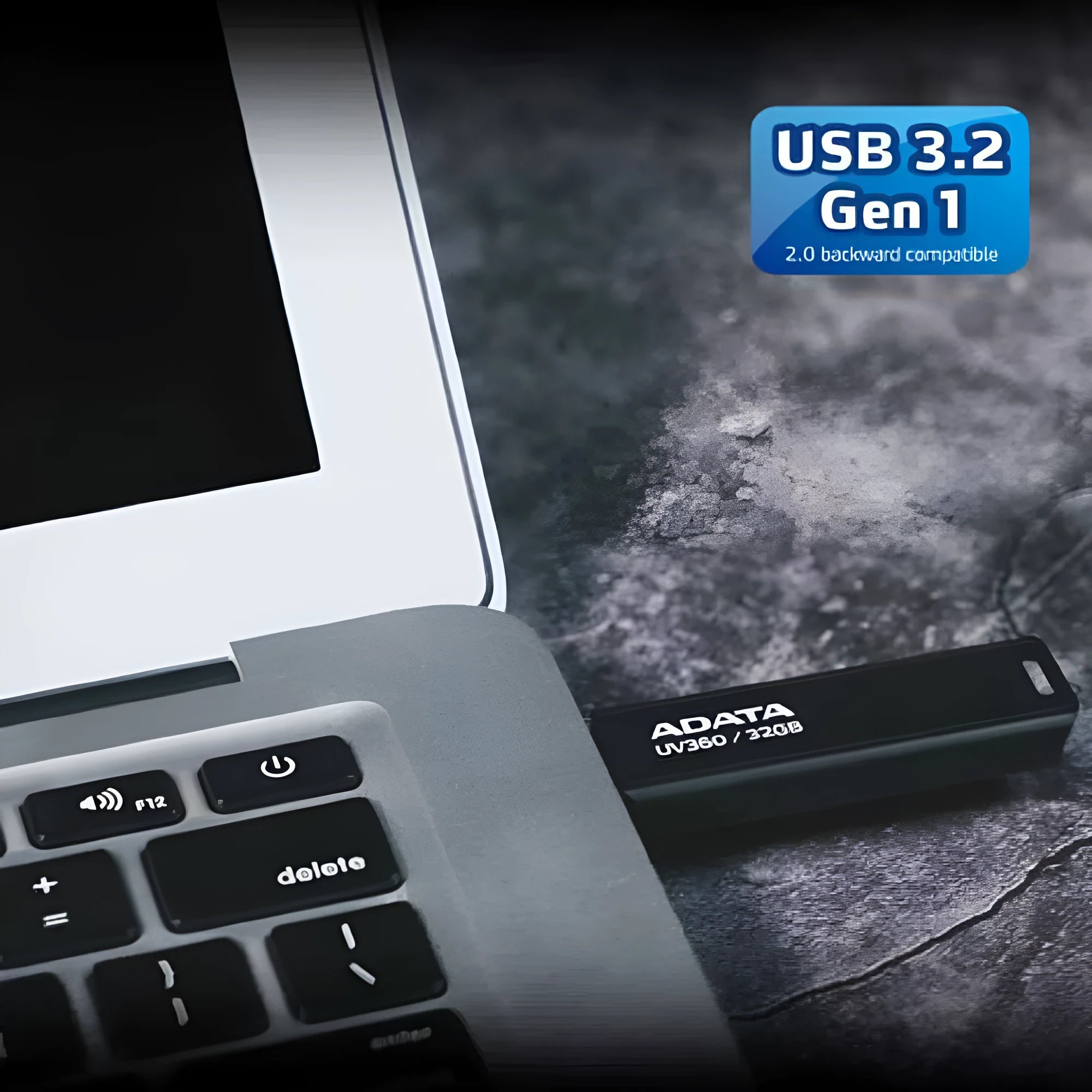 Black plastic USB 3.2 flash drive with waterproof and flexible features.