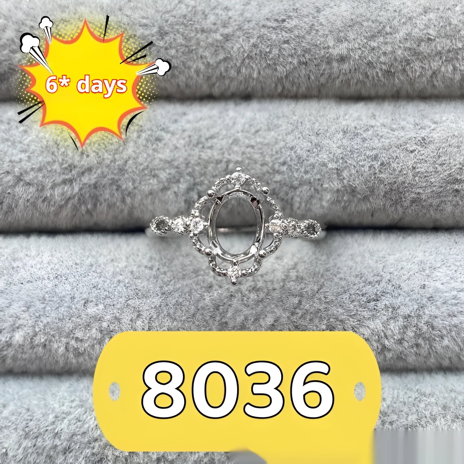 Korean-style oval denier ring with a five-pointed star on electroplated copper, stone size 6x8 mm.