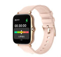 Blue smart sports watch with 1.7-inch touch screen on adjustable strap showing fitness tracking display