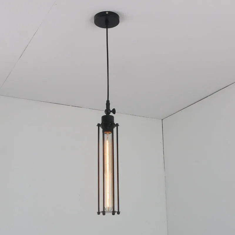 American small droplight dining table pendant light in black wrought iron flute design