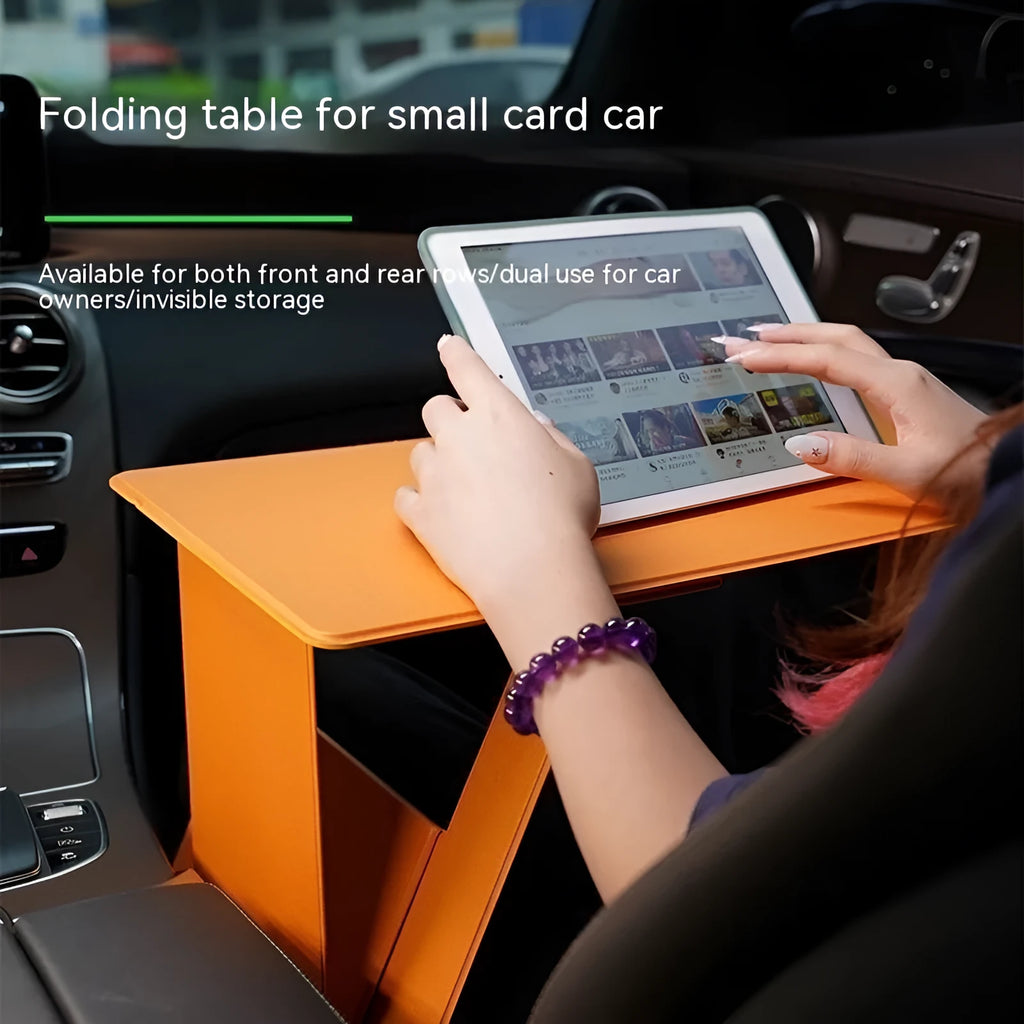 Foldable wood laptop and tablet computer stand in black, standard size 44x24cm, 0.9cm thick, with 38cm legroom