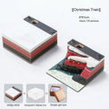 3D paper carving sticky notes showing Qingshui Temple architecture with Christmas Train coloured cover