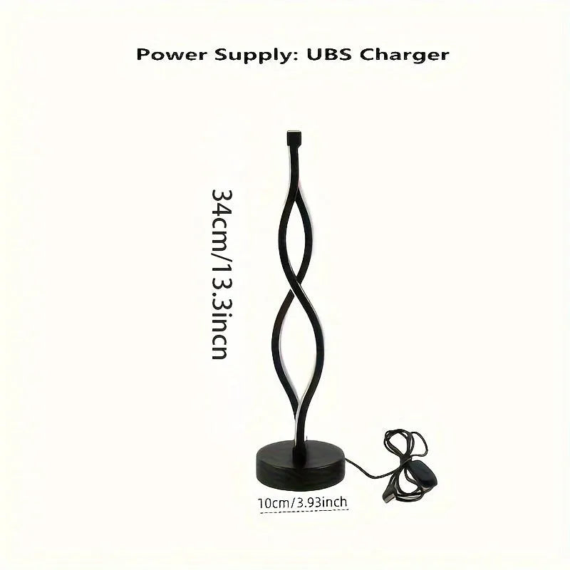 Black aluminium desk lamp with touch dimming buttons showing blue and pink controls