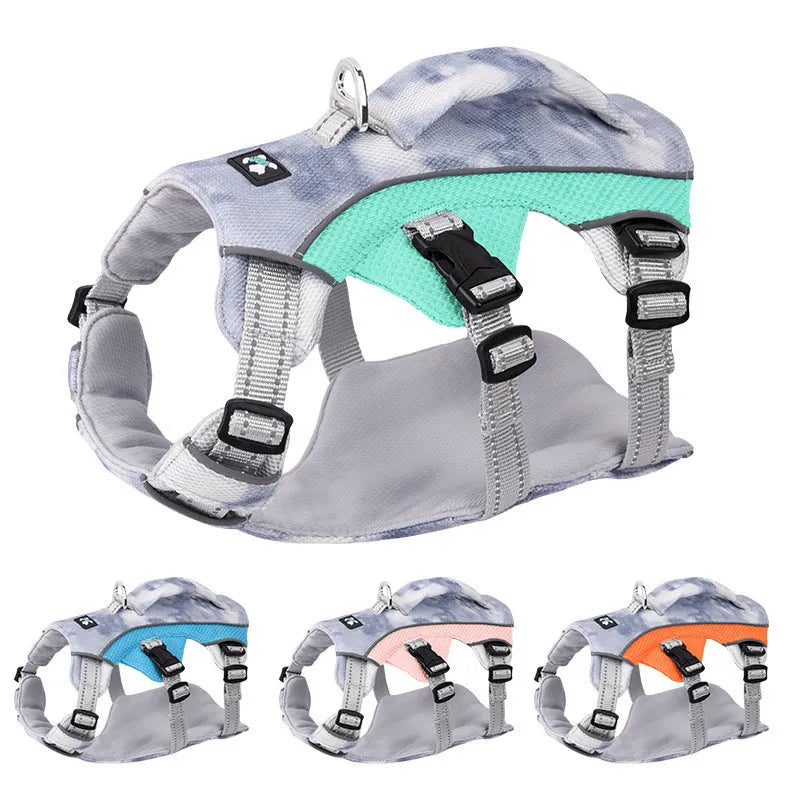 Reflective pet cooling clothes chest strap available in multiple colours with adjustable sizing options
