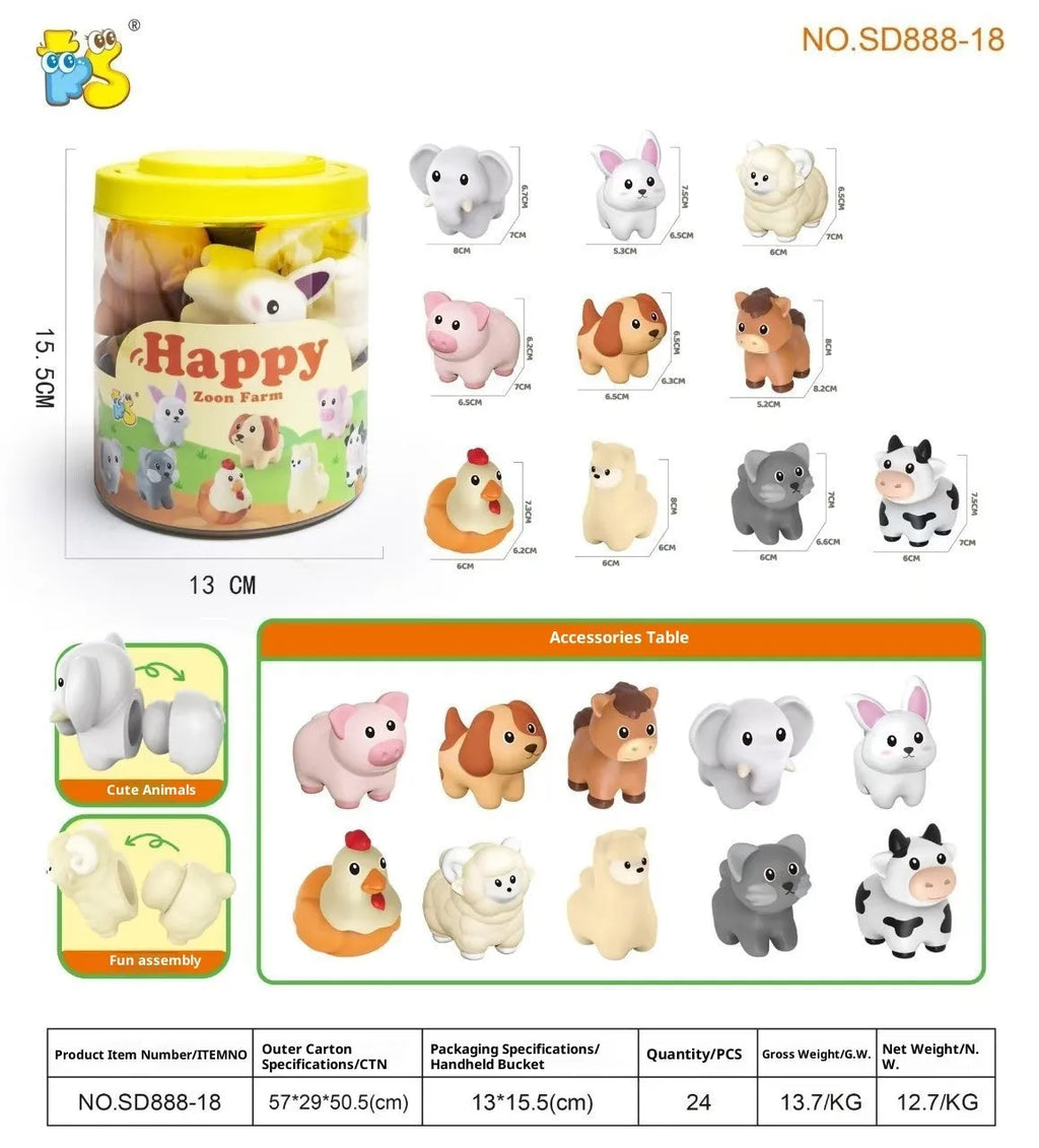 Children's early education dinosaur matching toy set with 10 vinyl pieces in a portable barrel