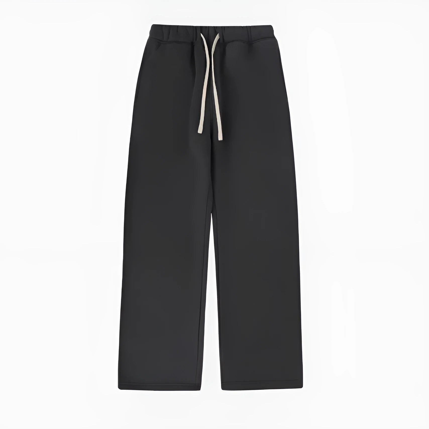 Men's fleece-lined sweatpants with elastic drawstring waist in loose fit trousers