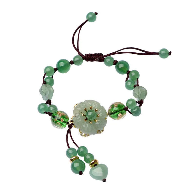Hand-woven bracelet Chinese style auspicious patterns flower shape mixed material women's accessory