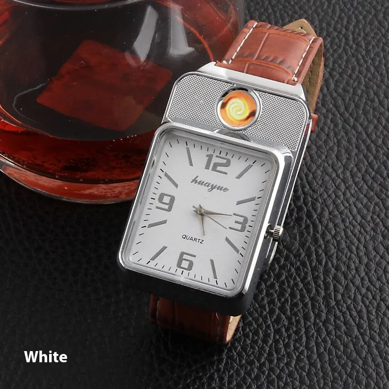 USB electronic cigarette lighter metal men's watch lighter F777 Black with wind resistance