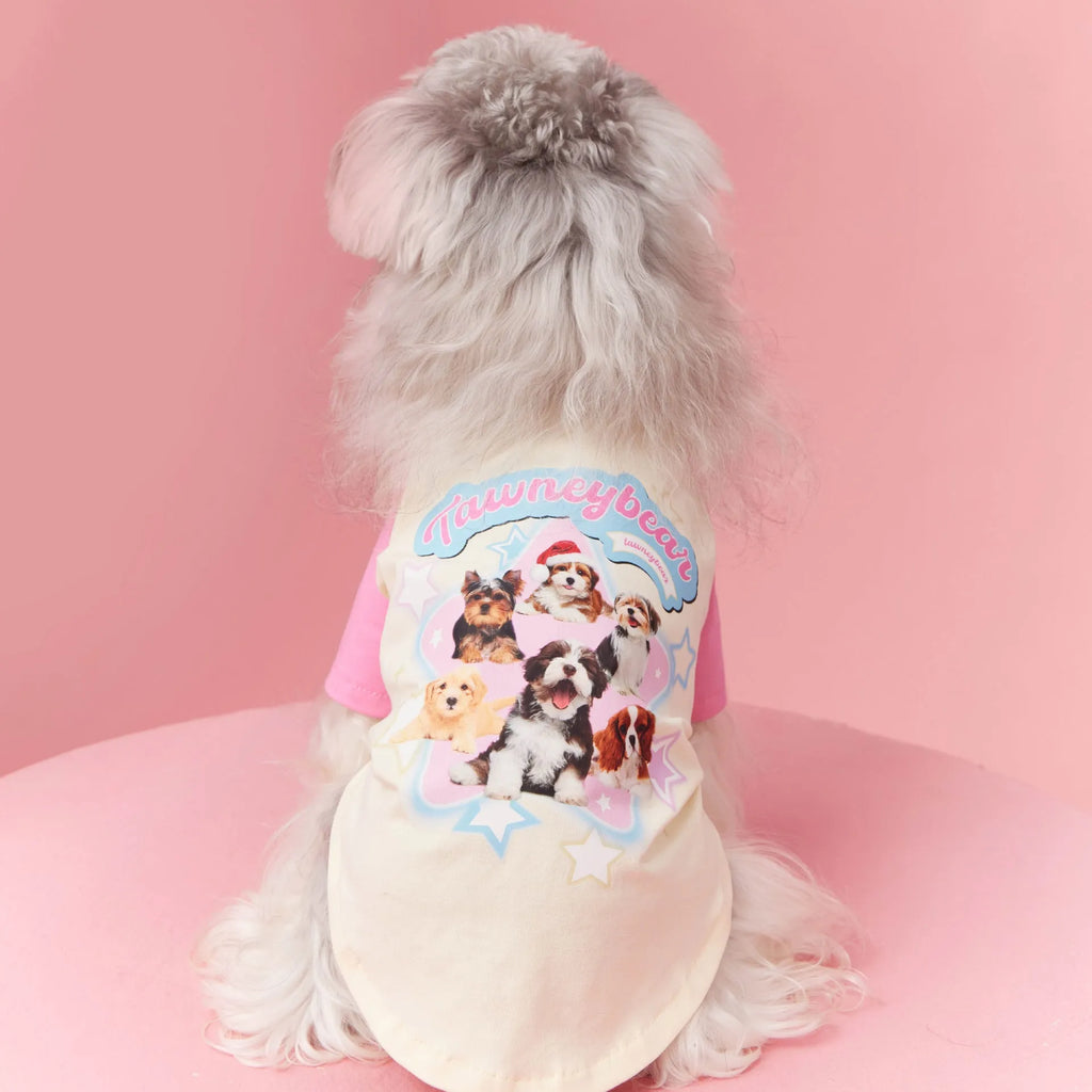 Red cotton summer dog outfit with contrast embroidery for male dogs in size L