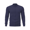 Casual stand collar zip-up sports sweater in a solid colour, shown on a model.