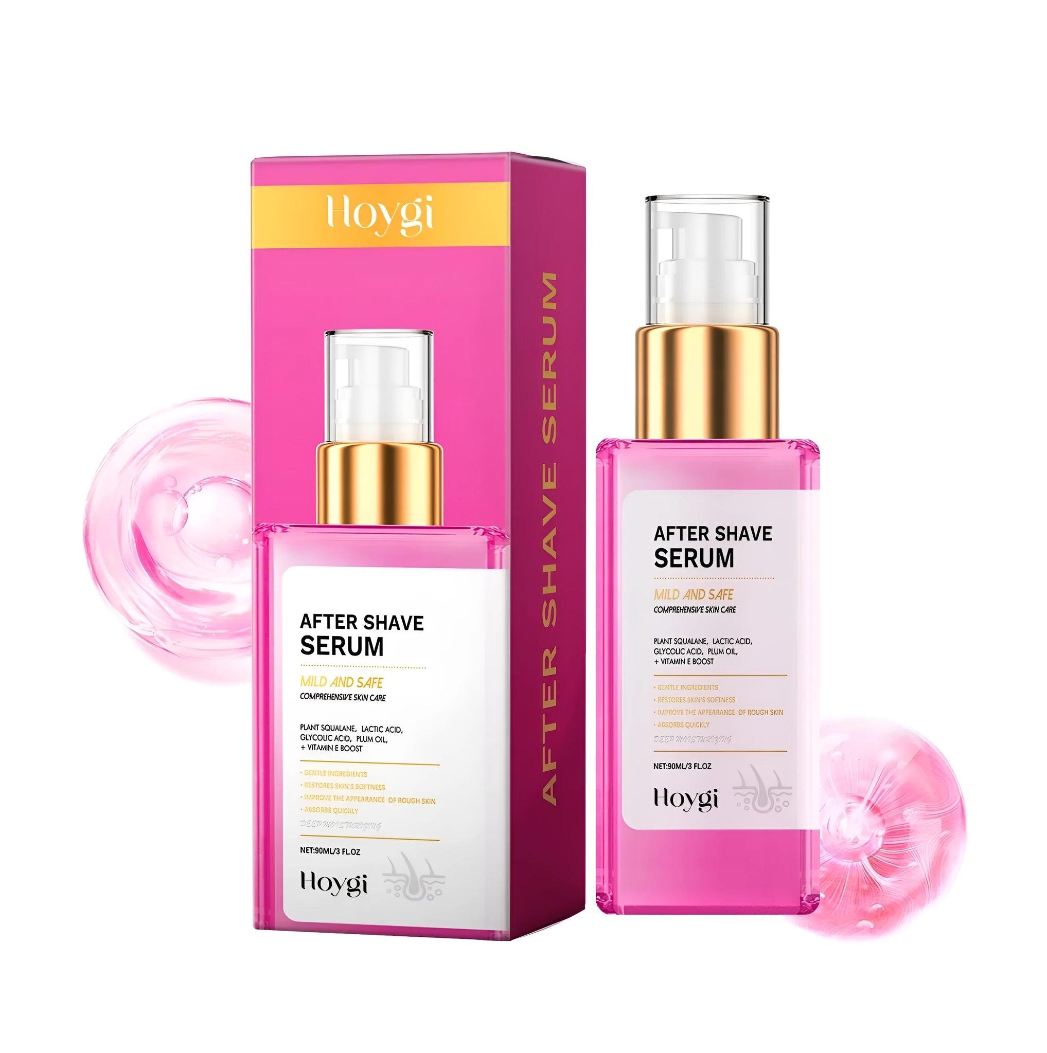 60ml bottle of hair removal and shaving repair liquid, container size 14.2x3.5cm