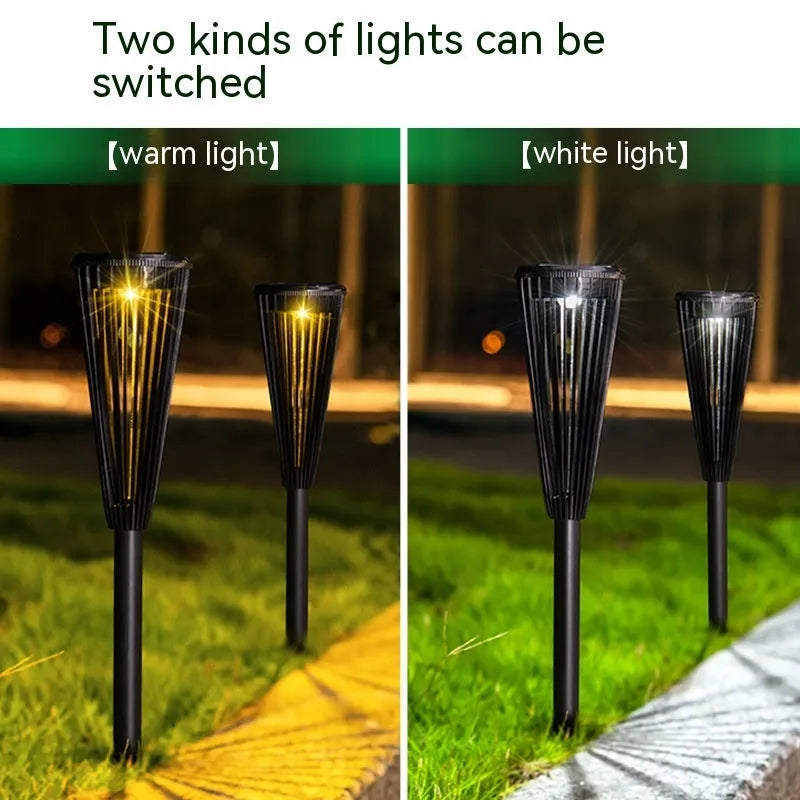 Flower-shaped solar ground lamp with platinum finish, 9cm by 45cm, IP65 waterproof for garden pathways