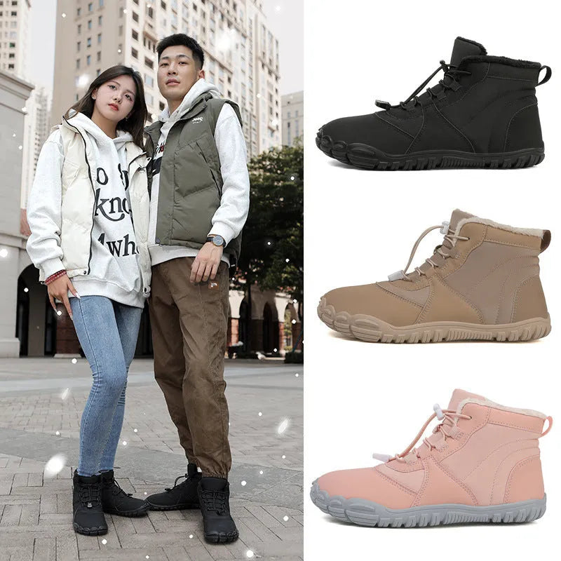 Waterproof fleece-lined unisex snow boots with rubber sole and lace-up front.