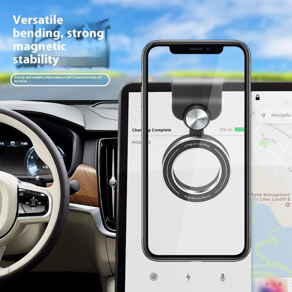 Magnetic suction folding car phone holder in RT025 Classic Edition on dashboard for secure driving use