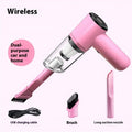 Pink wireless handheld car vacuum with USB rechargeable 1500 mAh battery for home and car indoor cleaning