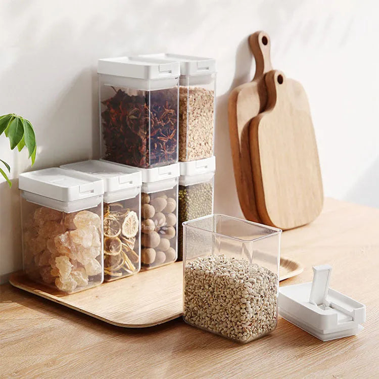 White transparent plastic storage container for grains with 400ml capacity