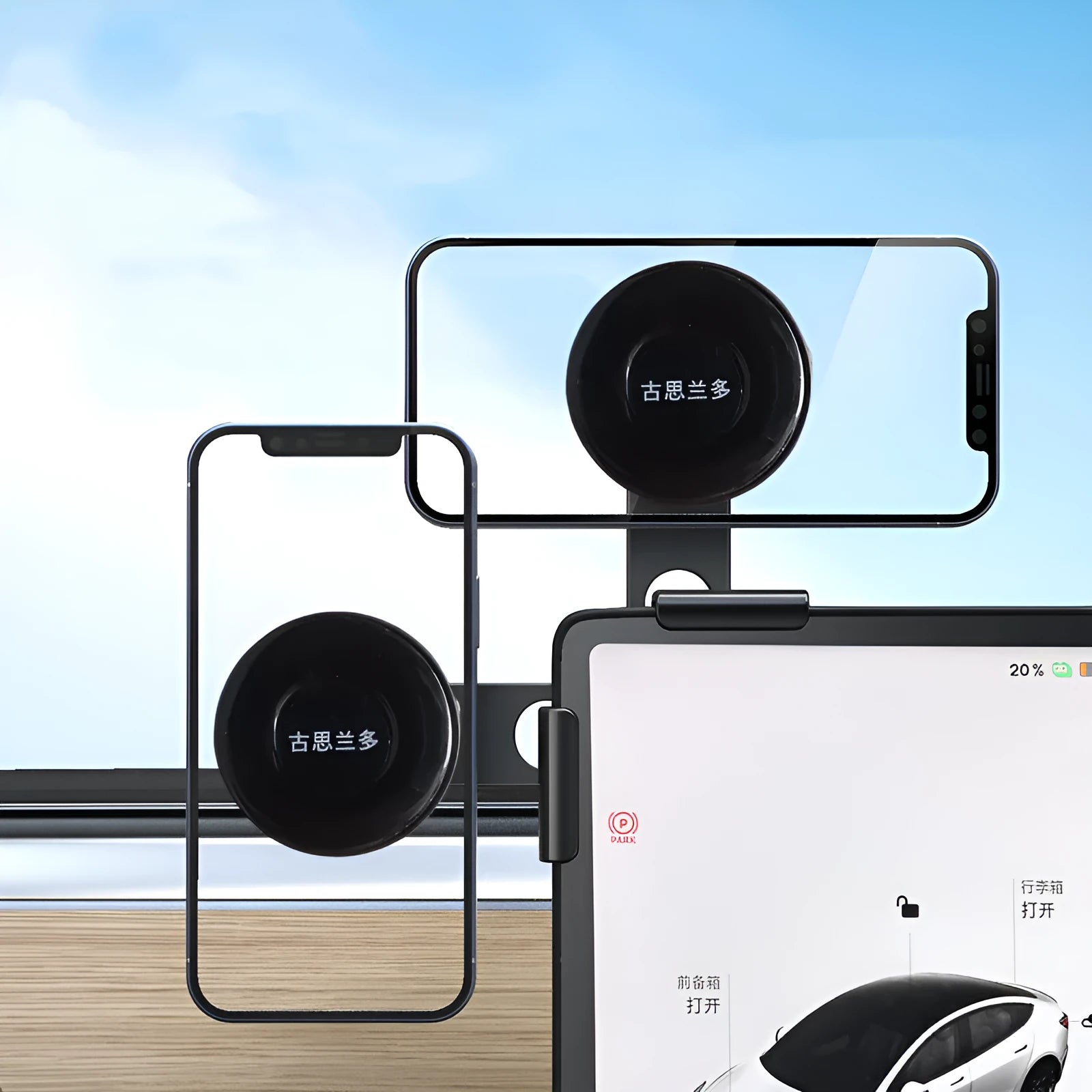 Vacuum adsorption car phone mount for Tesla dashboard with nano pad