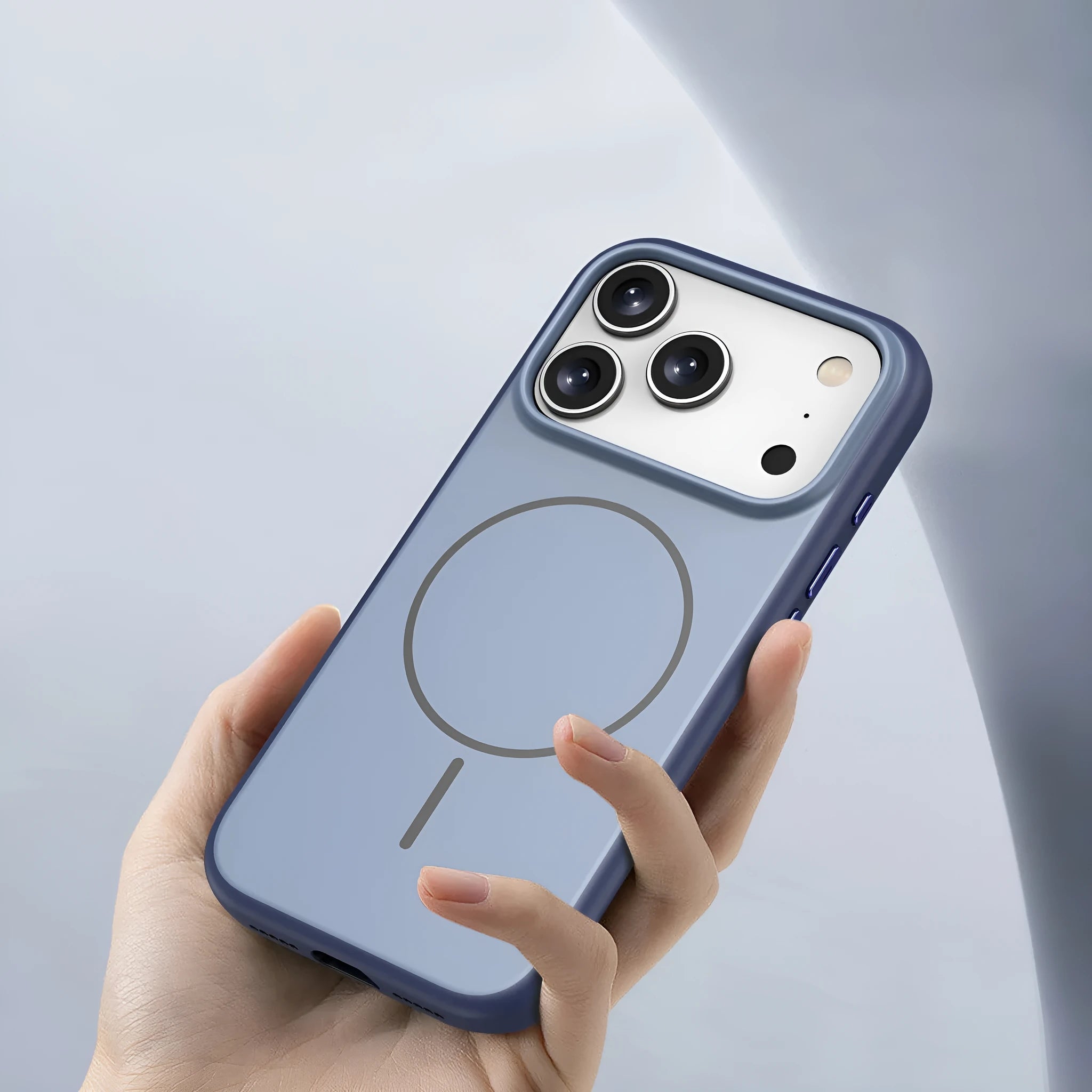 Frosted magnetic TPU phone case for iPhone 17 series, matte finish, available in six colours including black and blue