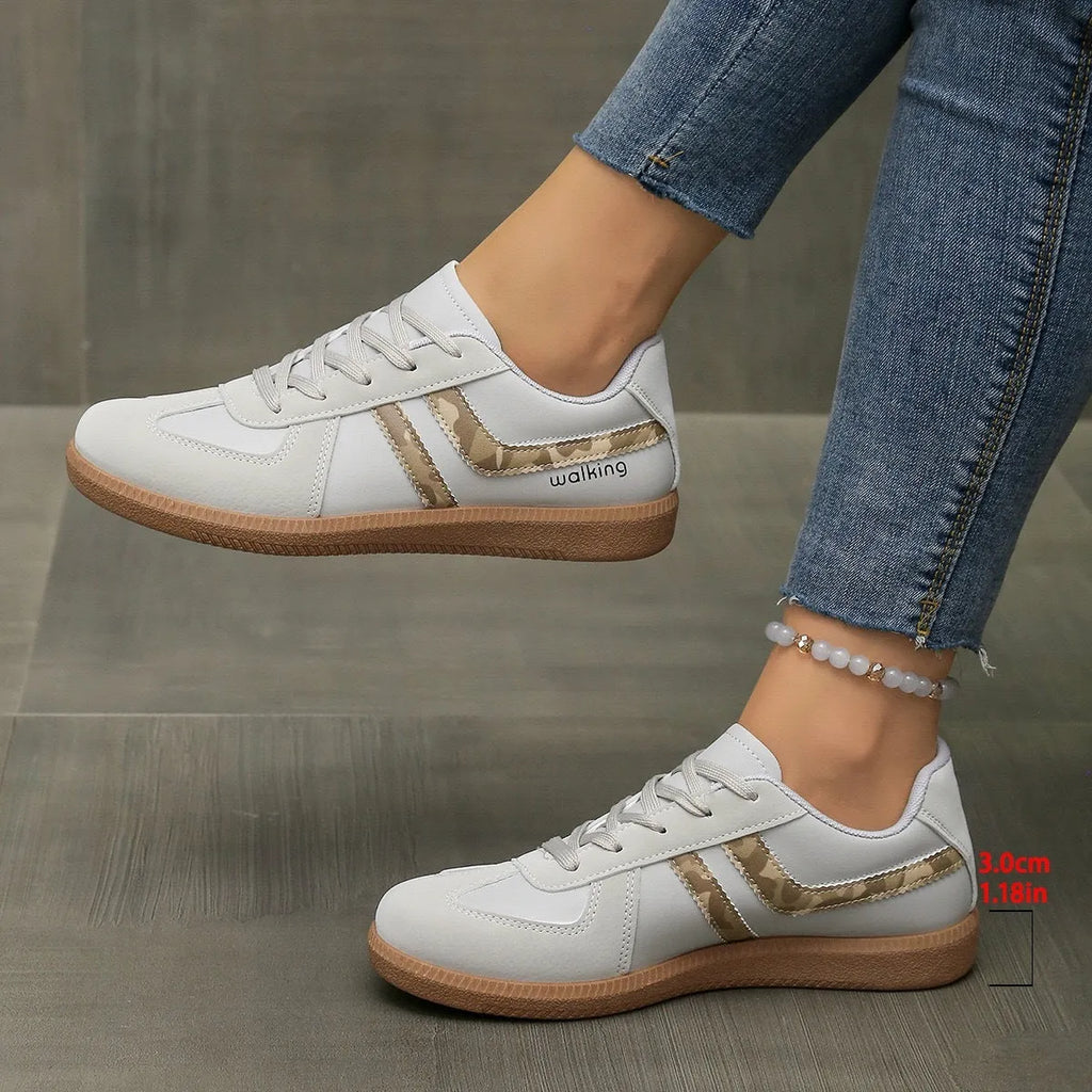 Plus size retro lace-up sneakers in wine red with flat heel and artificial PU upper