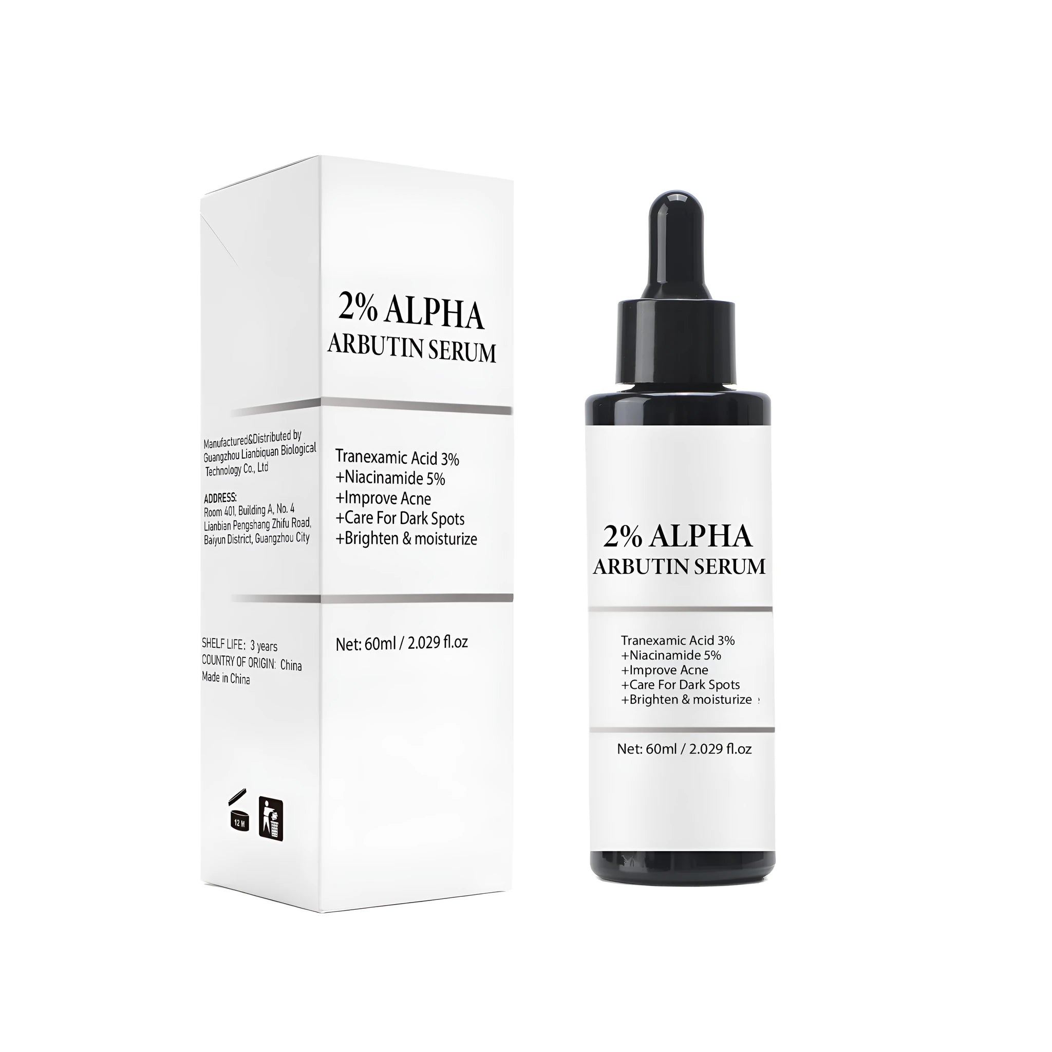 60ml Alpha-arbutin Facial Care Solution bottle for moisturising and softening skin