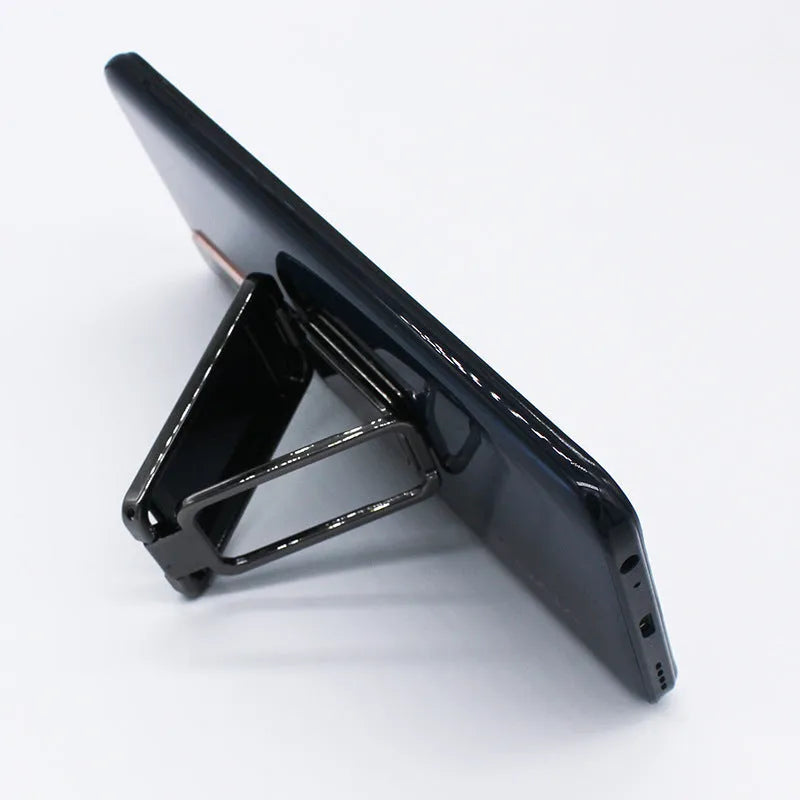 Foldable mobile phone holder with ring buckle adjustable stand and magnetic car bracket