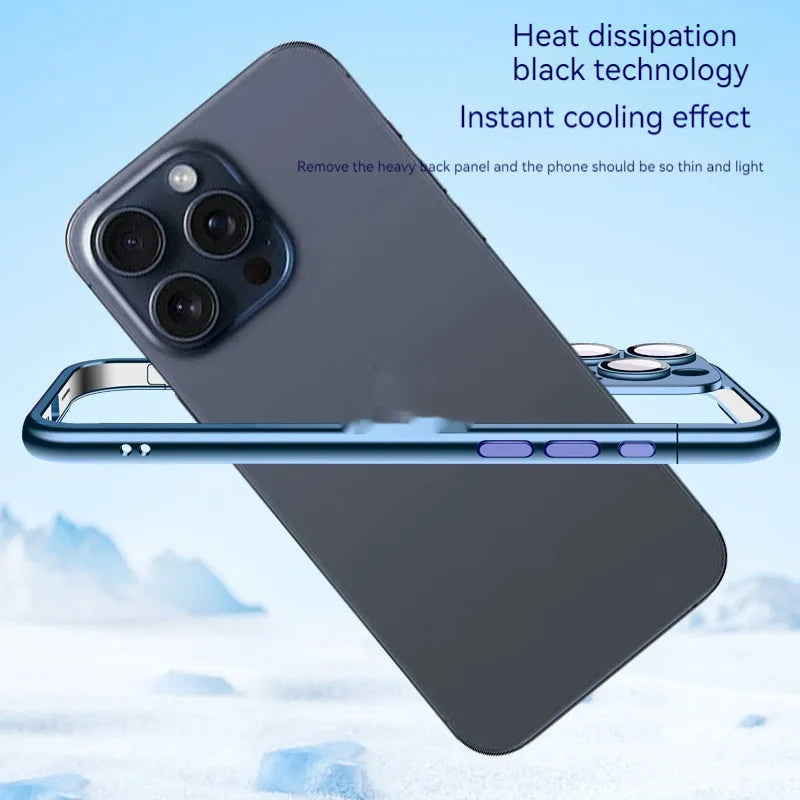 Shell Matte Plating Frame phone case for Apple iPhone with glass lens protector, Titanium Gray finish