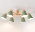 Nordic Macaron ceiling lamp with ironwood construction and colourful pendant heads