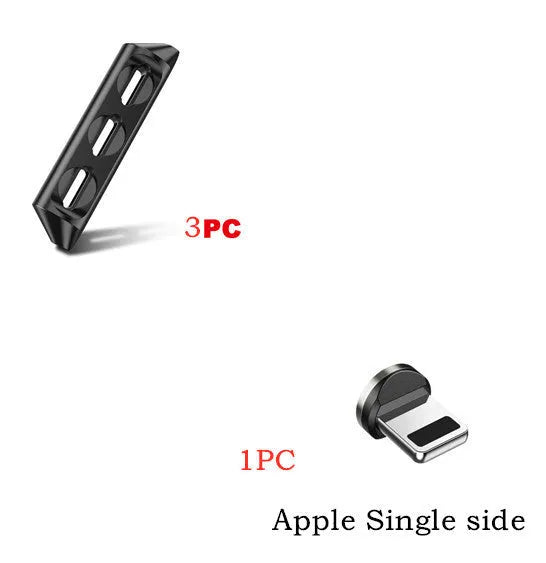 Magnetic charging cable with nylon wire and rotating magnetic head for automatic adsorption on Apple Android Type-C devices