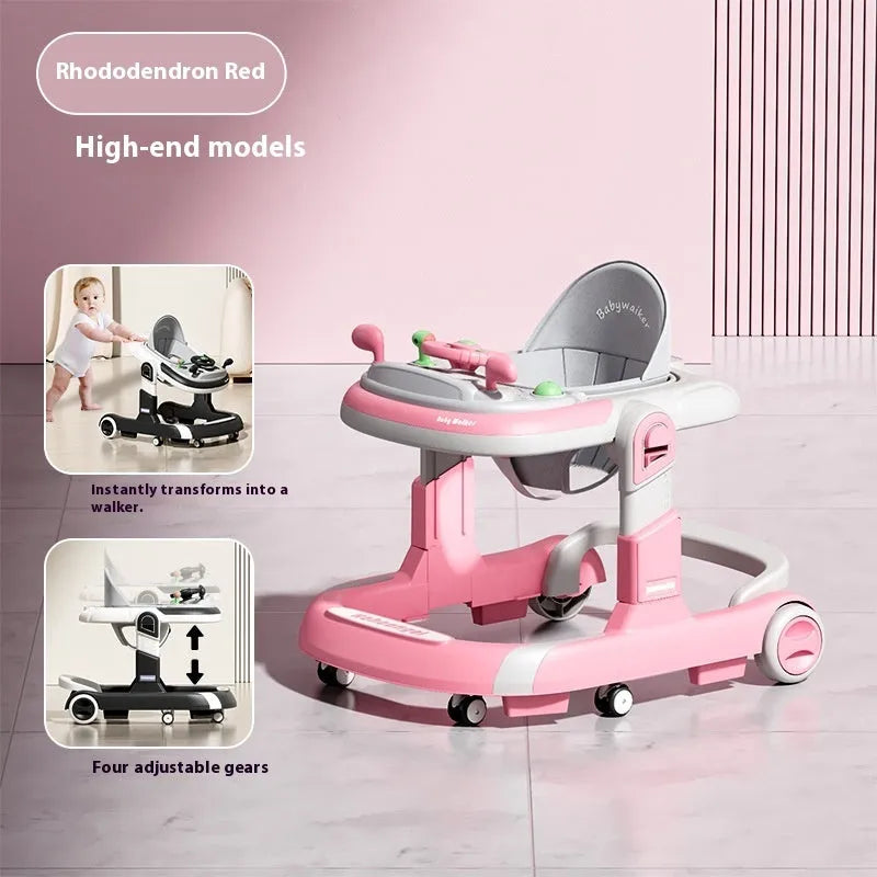 Baby walker lightweight folding anti-rollover with black plate music pattern and sunshade