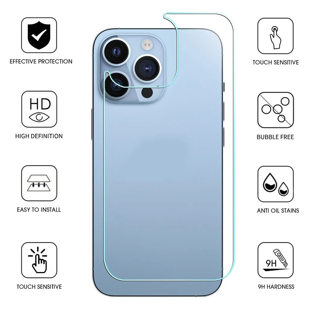 Tempered back glass protective film for iPhone 15 14 13 12 Pro Max series