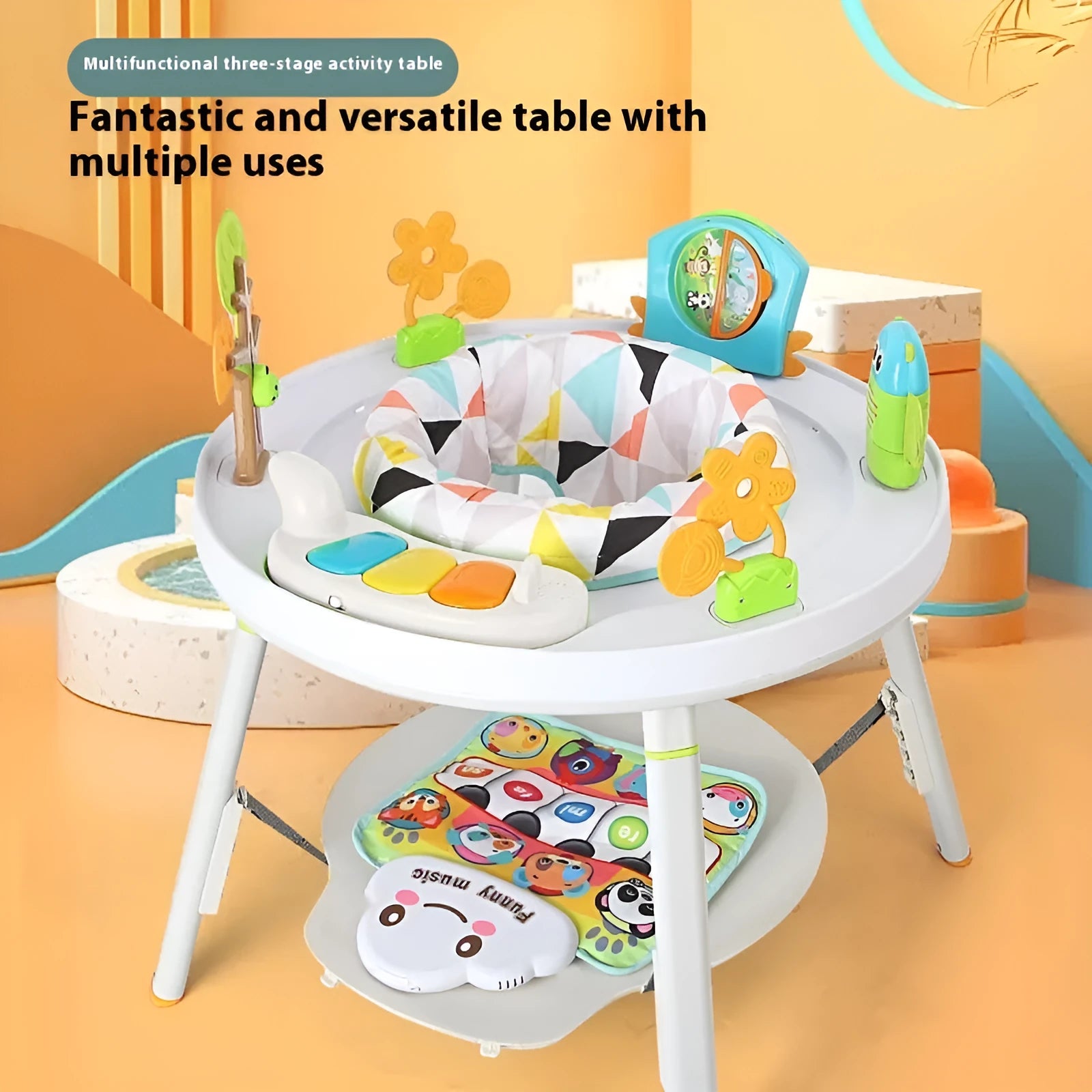 Three-in-one baby jumping chair with bouncing gymnastic rack in Yaya duck design with musical cushion